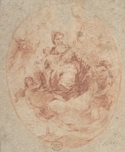 Jungfrun och barnet med skapular av Francesco Guardi