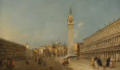 Venice, Piazza San Marco With The Basilica And The Campanile av Francesco Guardi