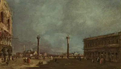 Venice, the Piazzetta looking south, with a view of the Doge’s Palace and the Biblioteca Marciana, the island of San Giorgio Maggiore beyond av Francesco Guardi