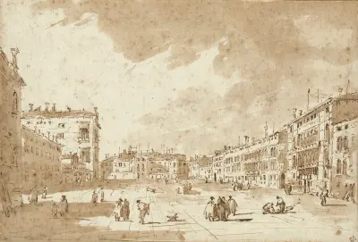 Vy över Campo S. Polo av Francesco Guardi