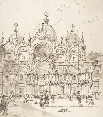 Pohled na náměstí s bazilikou svatého Marka, Francesco Guardi