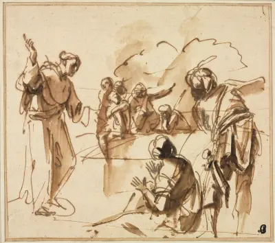 A Monk Preaching av Pier Francesco Mola