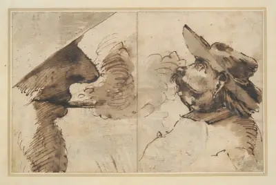 Caricatures of Two Male Heads av Pier Francesco Mola