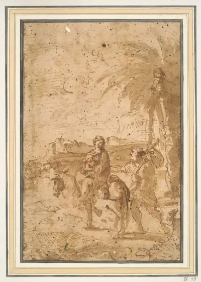 Flight into Egypt av Pier Francesco Mola