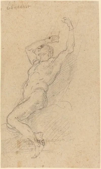 A Nude Man Chained to a Rock av Francesco Solimena