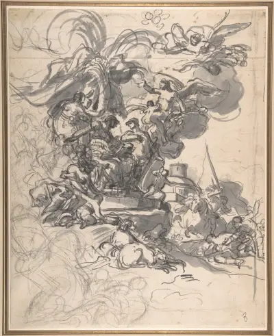 The Prophetess Deborah Ordering Barak to Take Arms against Sisera av Francesco Solimena
