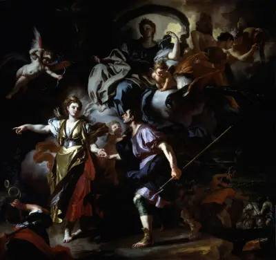 The Royal Hunt of Dido and Aeneas av Francesco Solimena