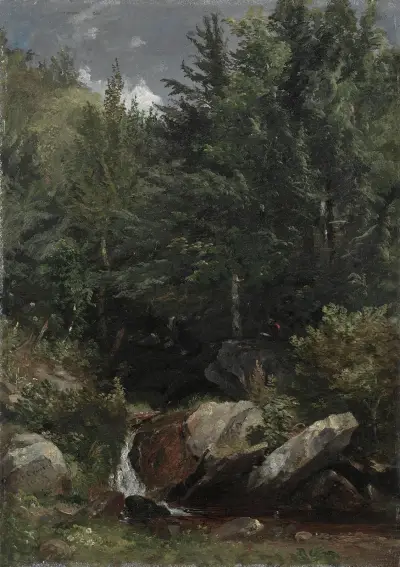 Trees and a Stream on a Hillside av Jasper Francis Cropsey