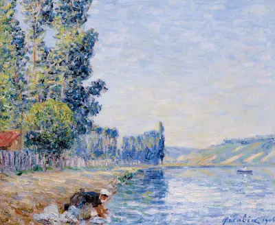 Tvätterska vid Yonnes strand, morgon av Francis Picabia