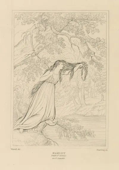Hamlet, act 4, scene 7, Ophelia av William Francis Starling