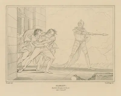 Hamlet … Horatio & Ghost, act I, scene IV av William Francis Starling