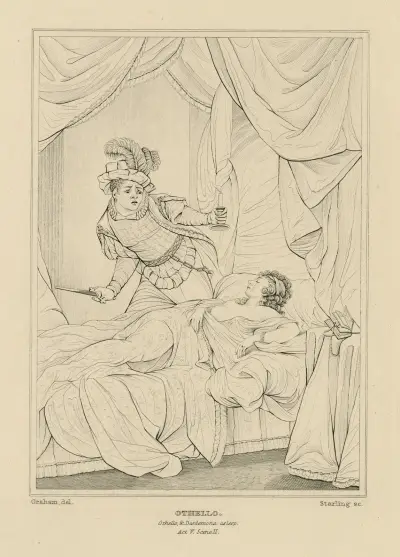 Othello, Othello & Desdemona, asleep, act V, scene II av William Francis Starling