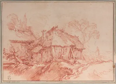 Hus i landskap, efter Abraham Bloemaert av François Boucher