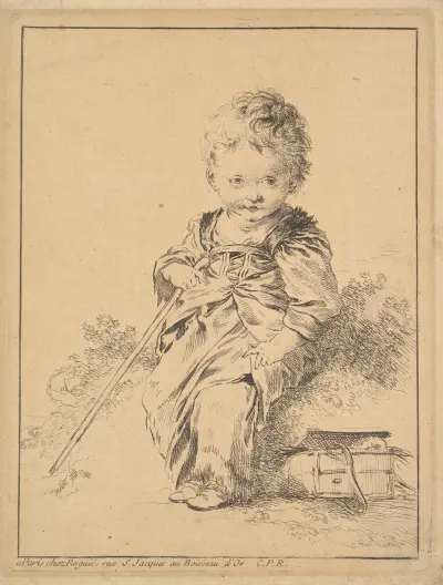 Child Holding Staff av François Boucher