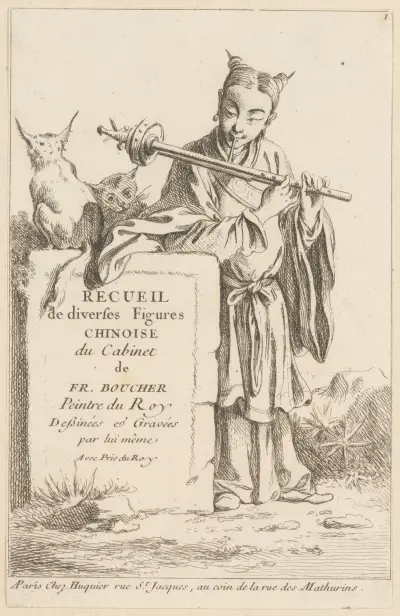Collection of Diverse Chinese Figures – Title Page av François Boucher
