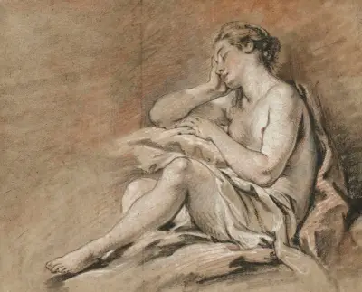 Studie av sovande ung kvinna av François Boucher