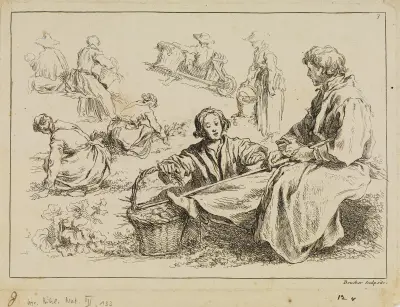 Studie postav, 1735 – č. 4, François Boucher