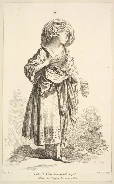 Flicka från Cio på ön i skärgården, platta 10 av François Boucher