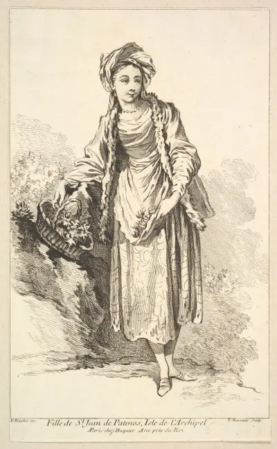Fille de St. Jean de Patmos, Isle de l’Archipel, plate 6 av François Boucher
