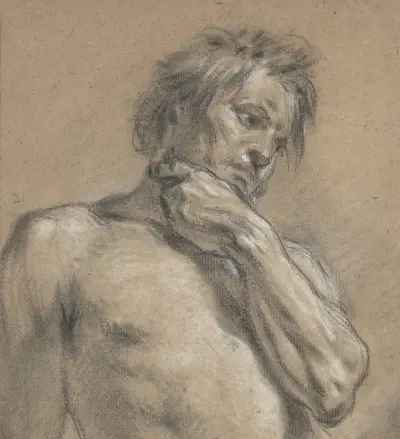 Halvfigurstudie av en man av François Boucher
