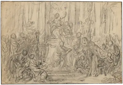 Hekabe och Kassandra offrar en tyg till Minerva av François Boucher