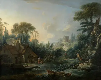 Landskap med vattenkvarn av François Boucher