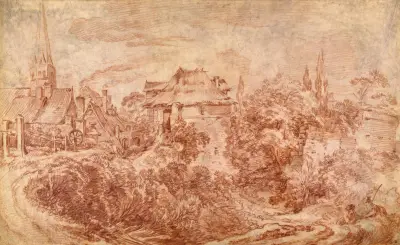Landskap med figurer av François Boucher