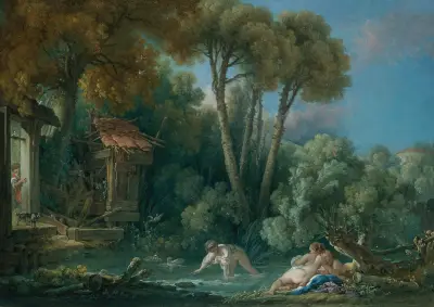 Les Baigneuses(Swimmers) av François Boucher
