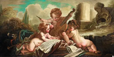 Les Petits Oiseleurs, Les Enfants Musiciens av François Boucher