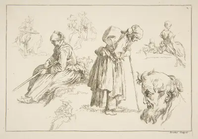 Studiebok efter Blomarts originalteckningar, pl. 2 av François Boucher
