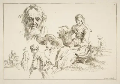Livre d’étude d’après les desseins originaux de Blomart Pl.09 av François Boucher