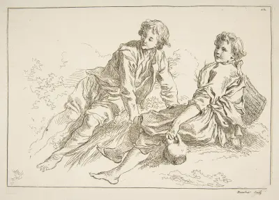 Studiebok efter Blomarts originalteckningar Pl.11 av François Boucher