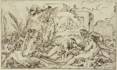 Nymfer och flodgudar av François Boucher