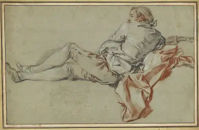 Liggande manlig figur av François Boucher
