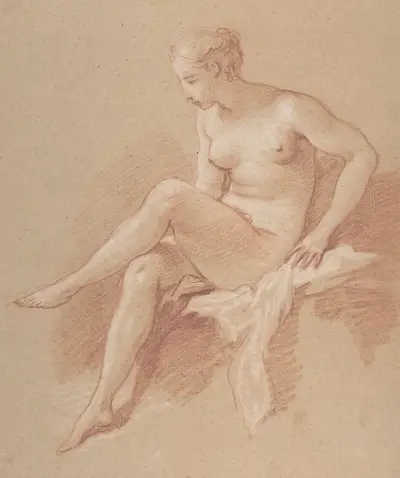 Sittande kvinnlig nakenstudie av François Boucher