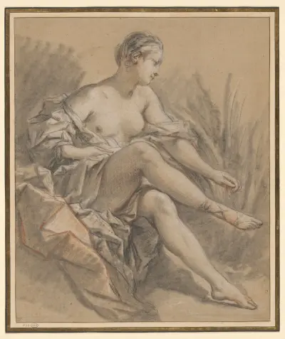 Studie till figuren Diana av François Boucher