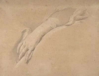 Studie av Madame de Pompadours vänstra hand av François Boucher