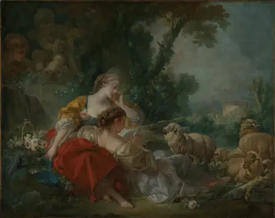 Två herdinna av François Boucher