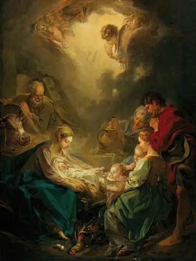Jungfrun som vårdar det sovande Kristusbarnet av François Boucher