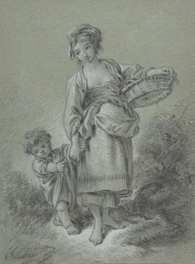 Kvinna och pojke av François Boucher