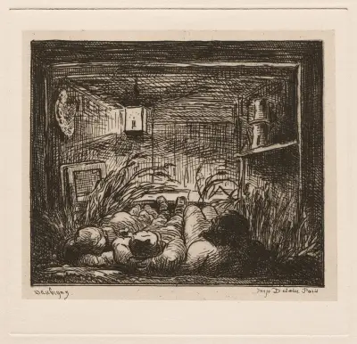 Bedding Down Aboard the ‘Botin’ (Night on the Boat) av Charles François Daubigny
