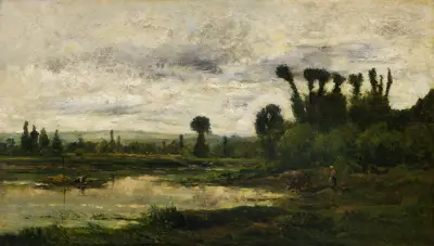 Oiseflodens stränder, åskväder av Charles François Daubigny