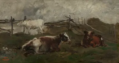 Kühe auf einer Weide von Charles François Daubigny