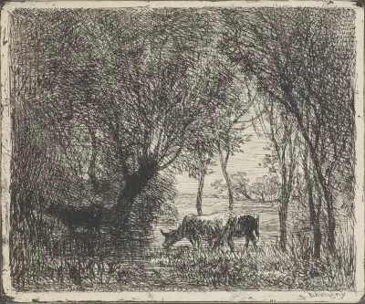 Kor i skogen av Charles François Daubigny