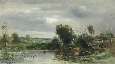 Ällingar på en sjö av Charles François Daubigny