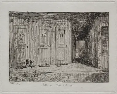 Interiör av ett värdshus av Charles François Daubigny
