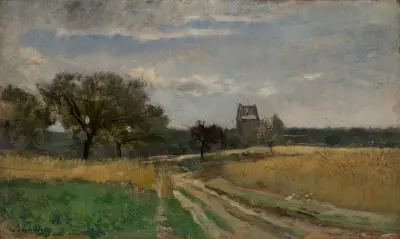 Landschaft an einer Landstraße von Charles François Daubigny