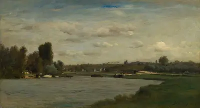 Landskap vid en flod av Charles François Daubigny