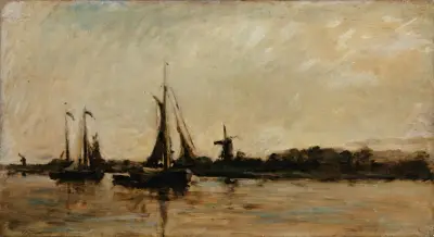 Landskap med kanal i Holland av Charles François Daubigny