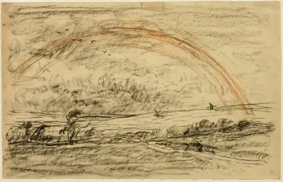 Landskap med regnbåge av Charles François Daubigny